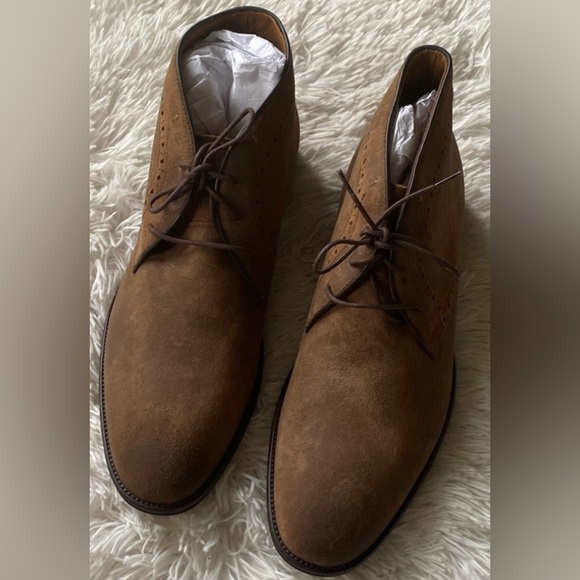 New mens Sz 11.5 brown suede lace up business casual ankle boots - Picture 1 of 9